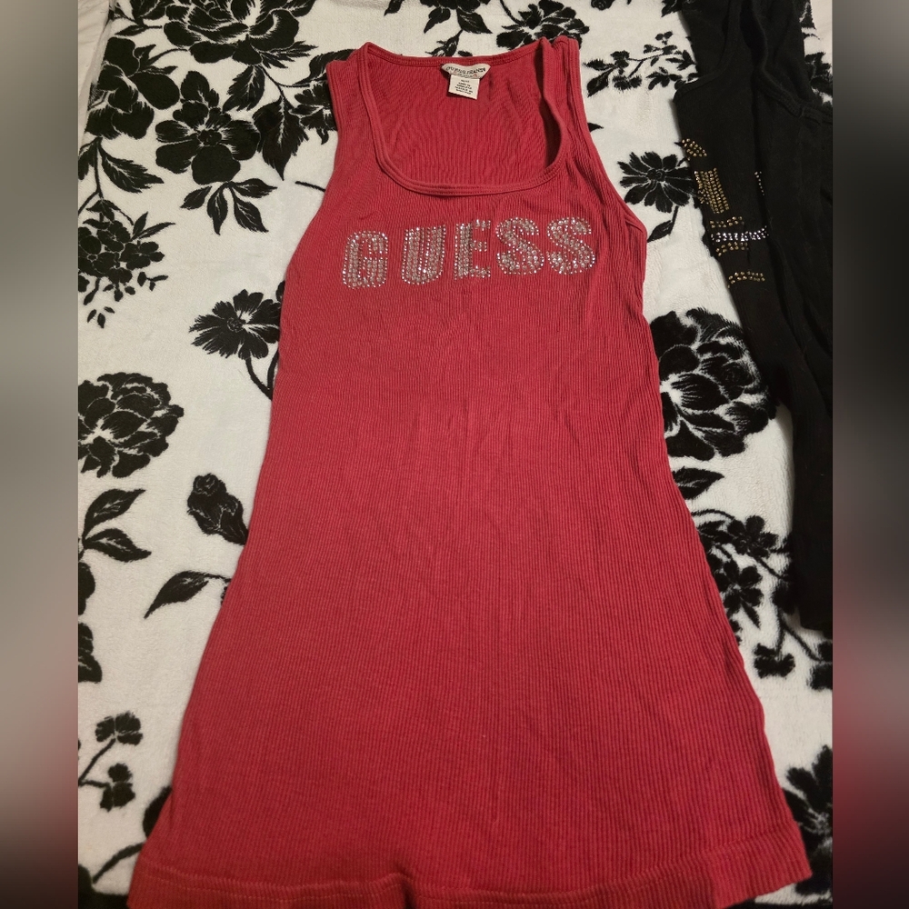 Guess Pink Tank Top With Accents